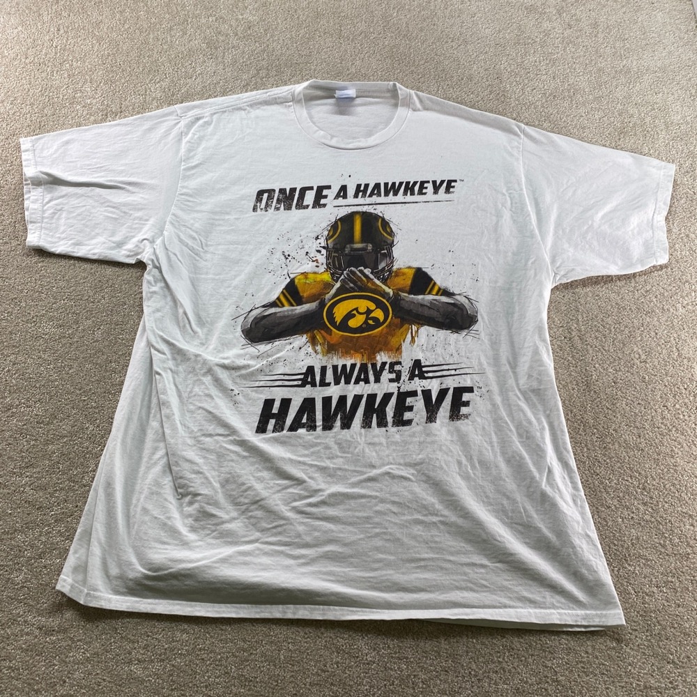 Port & Company Iowa Hawkeyes Shirt Mens 3XL White NCAA Football Graphic Tee